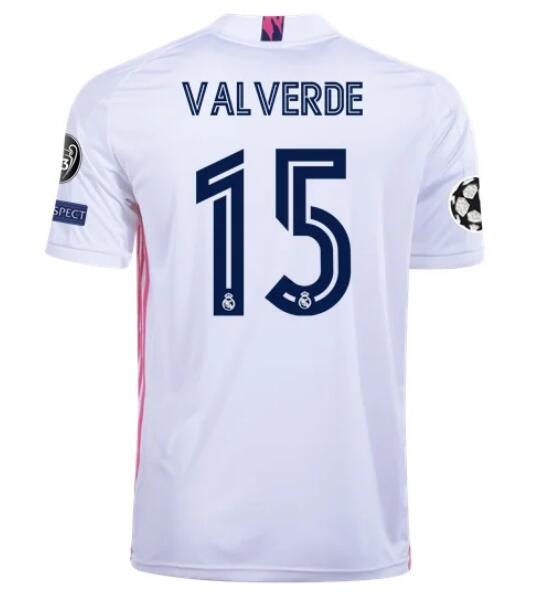 Real Madrid Home Kit Soccer Jersey FEDERICO VALVERDE #15 2020/21